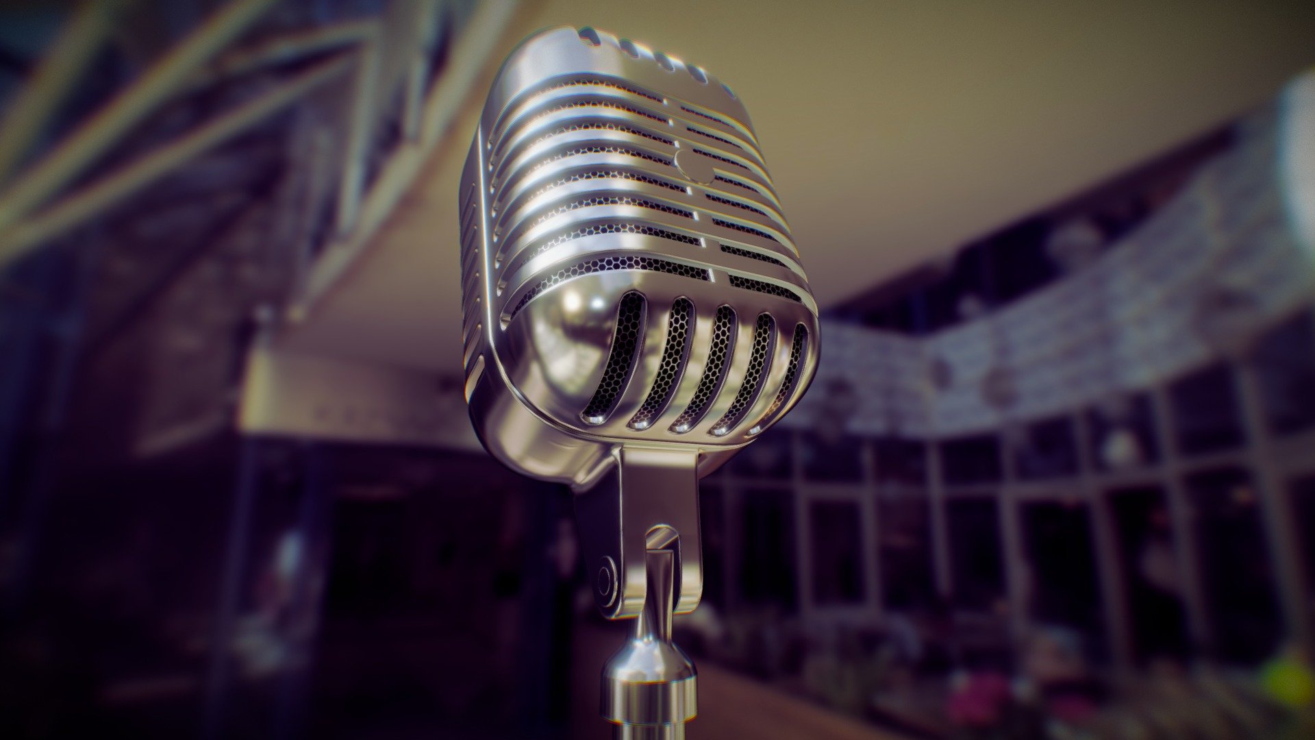 Retro microphone 3d model