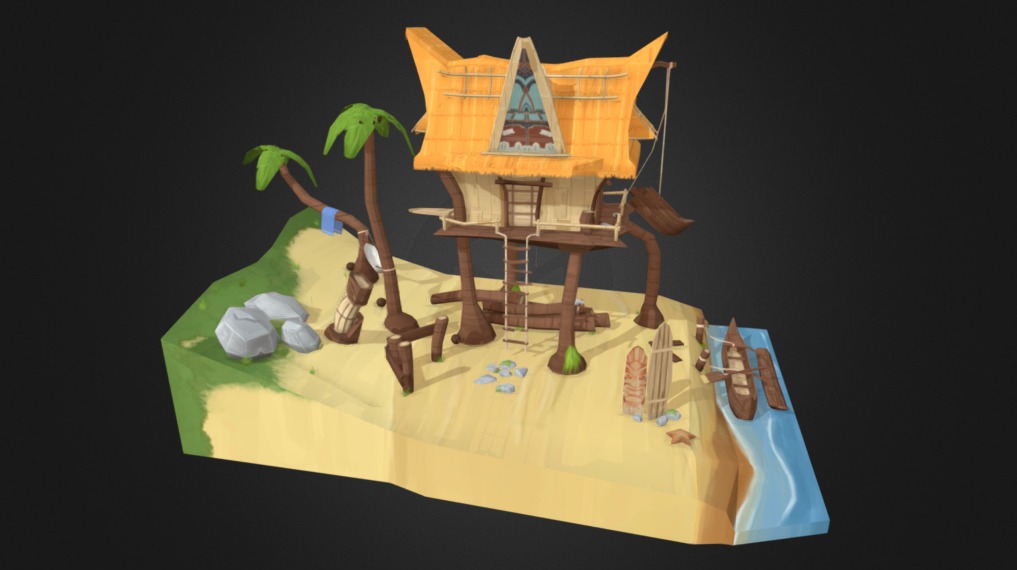 Hawaii_Tiki_Boatbuilder_House 3d model