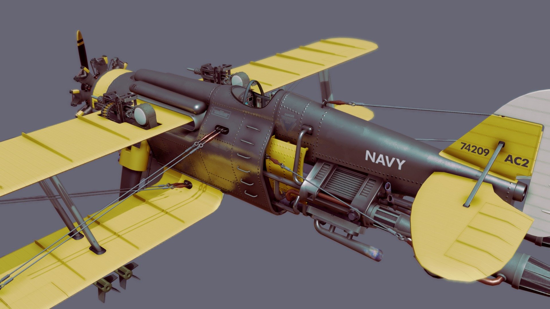 Dieselpunk Bi-Plane 3d model