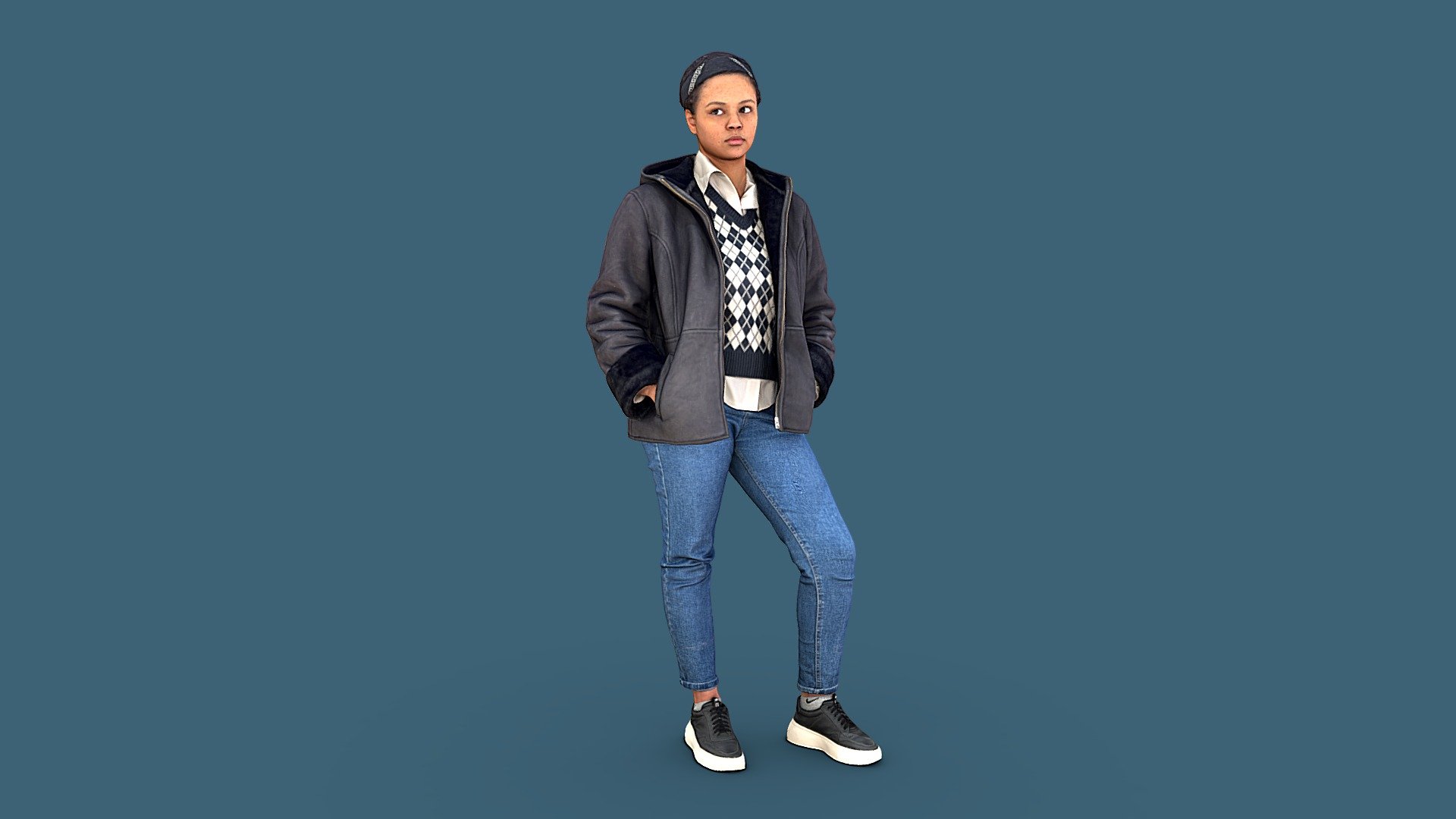 Girl in Plaid Vest 3d model