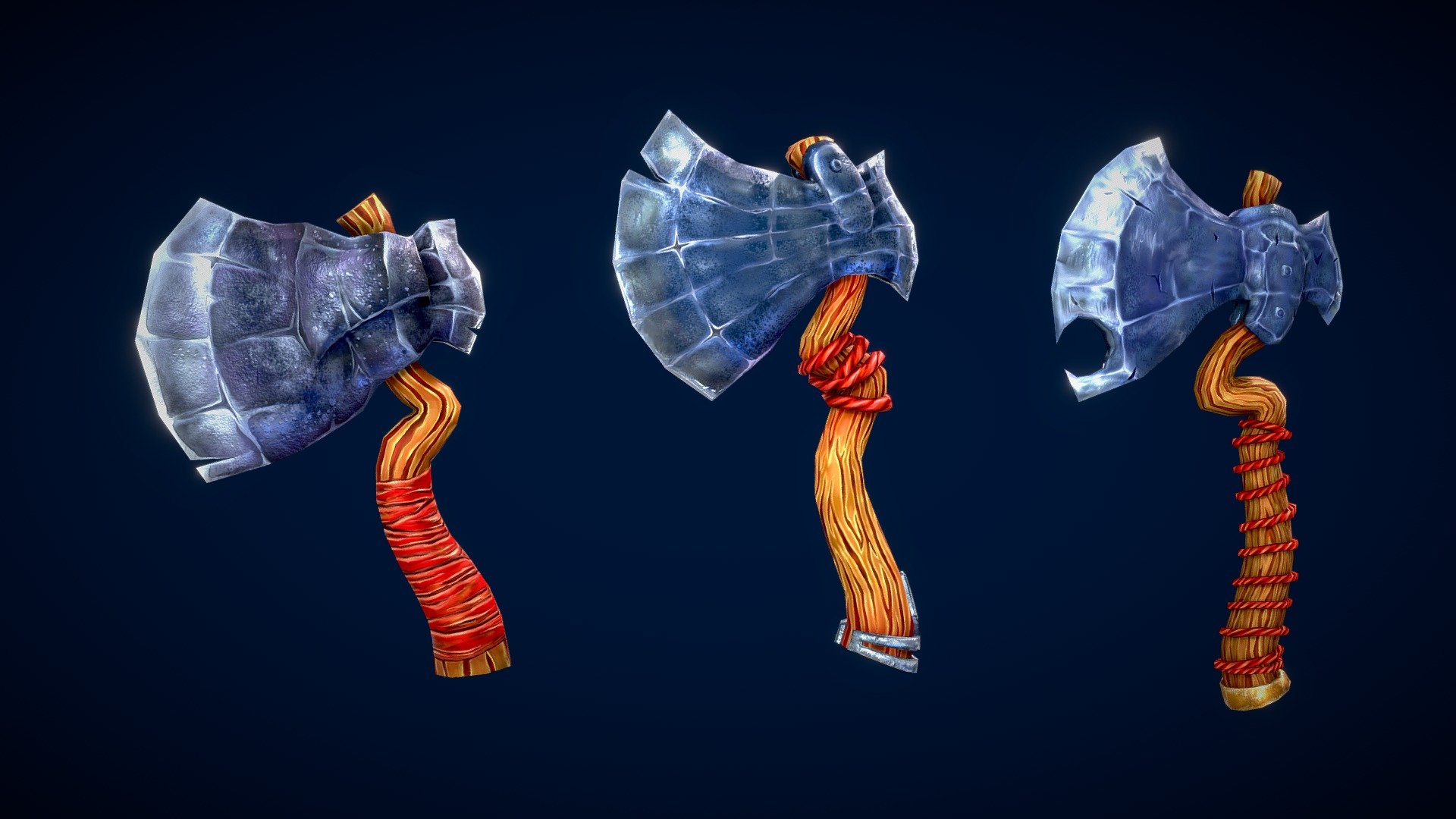 Trio Axe Collection 1 (GameReady) 3d model