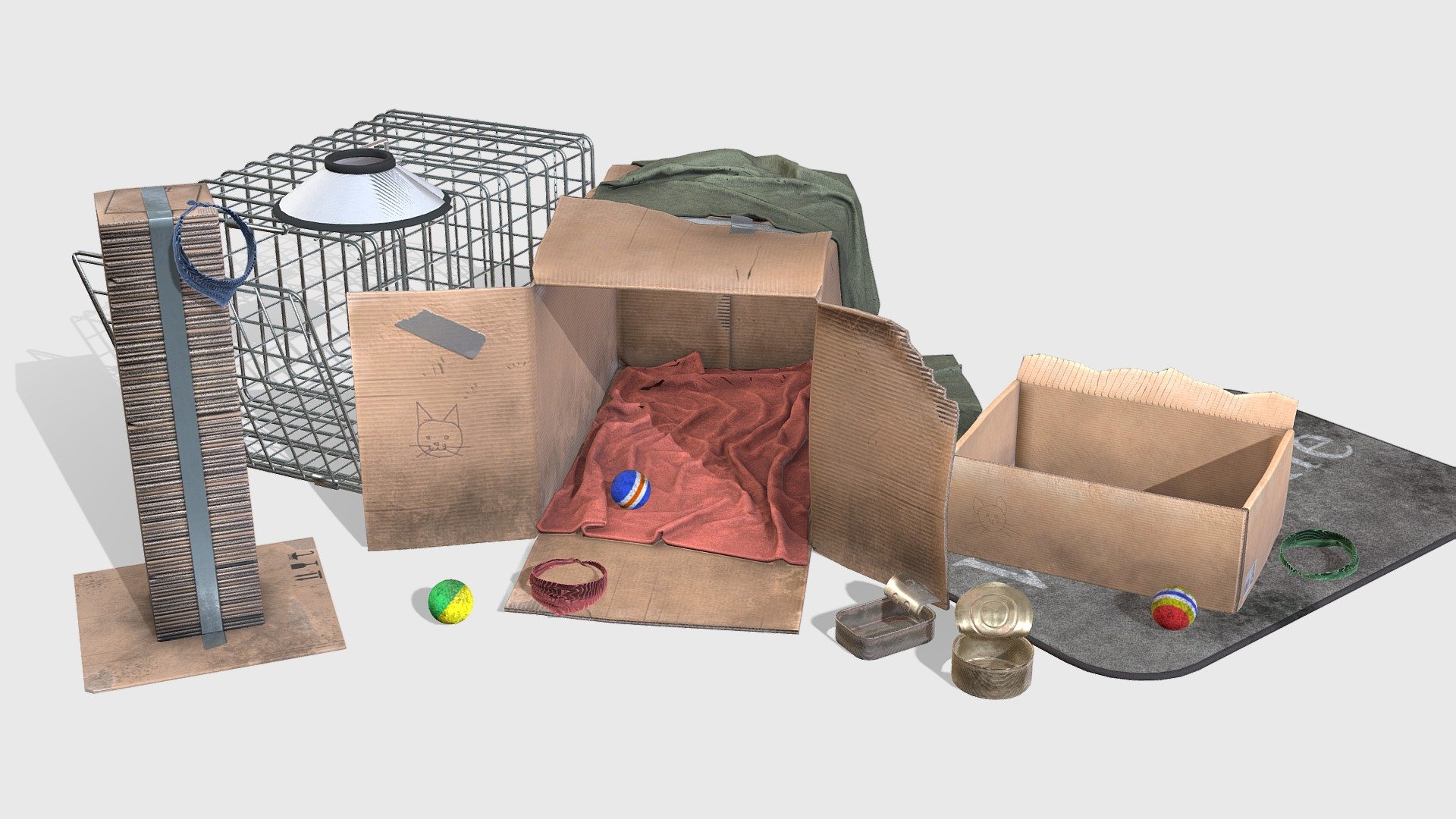 Stray cat accessories 3d model