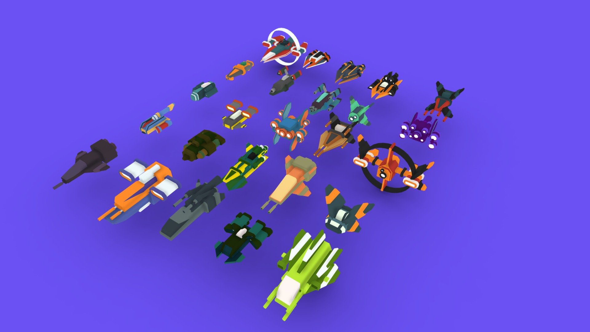 Low Poly Spaceship Pack 3d model