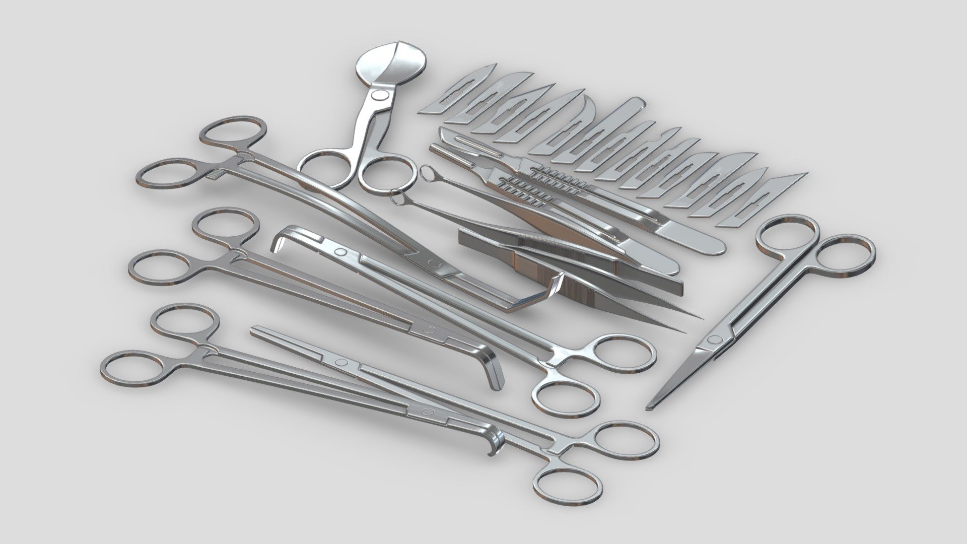 Medical Surgical Instruments Set 3d model