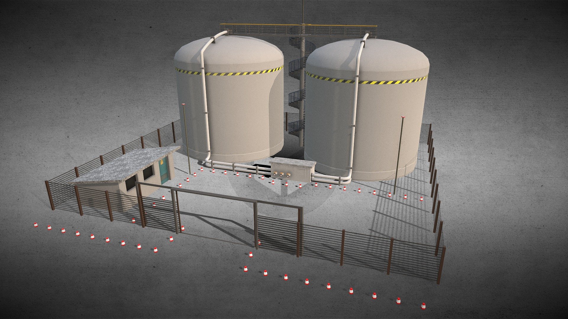 Double Oil Tank 3d model