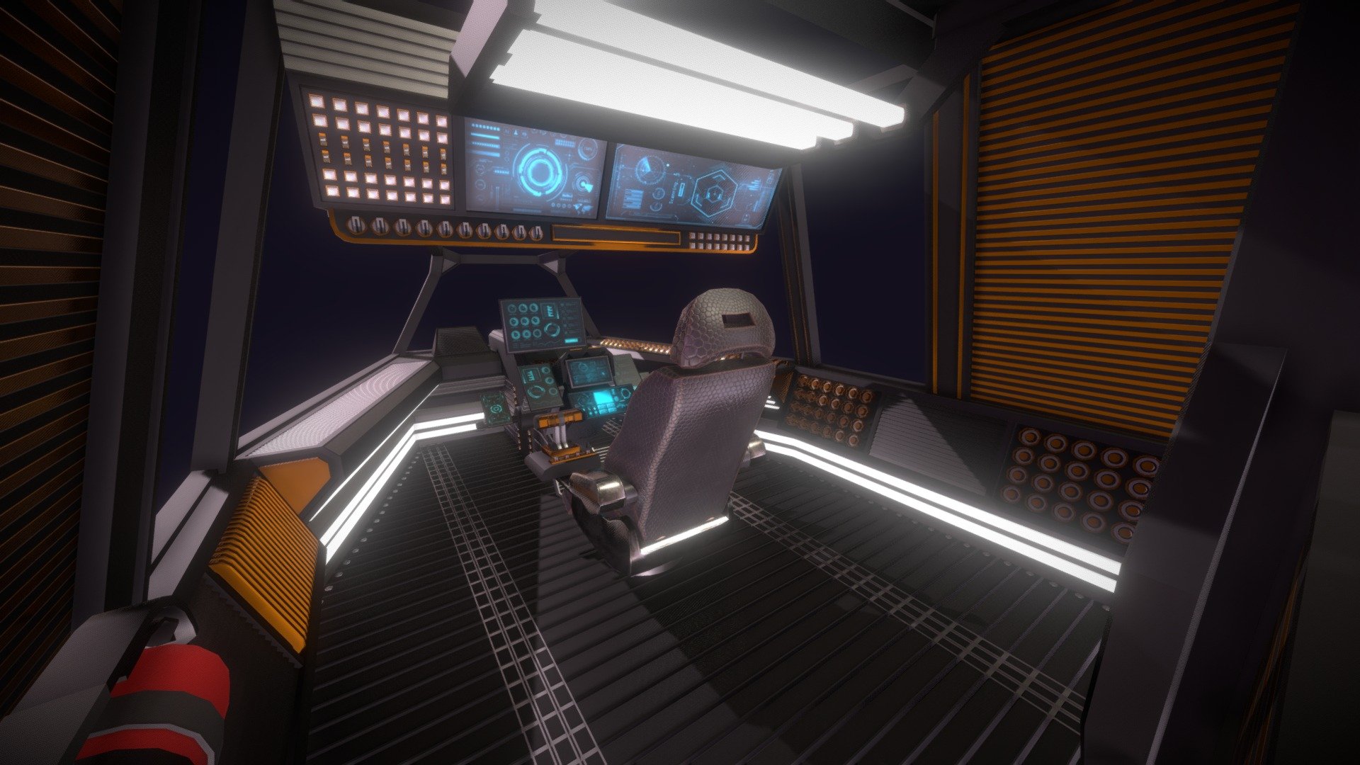 Sci-Fi Fighter Cockpit 3D Model 3d model