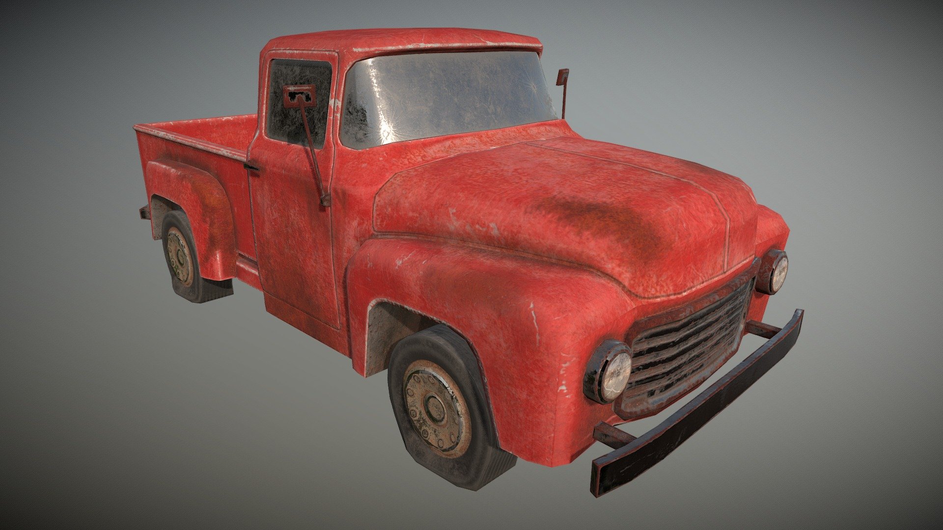 Rusty Pickup Wreck 3d model