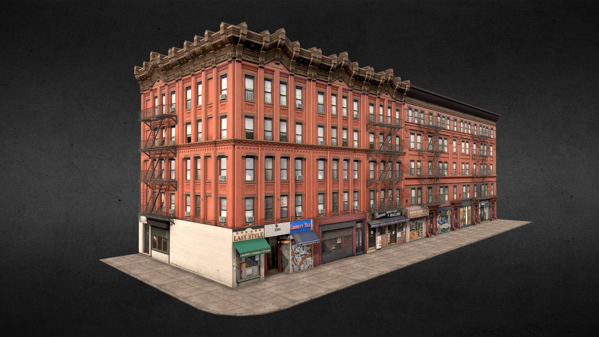 Red New York Buildings 3d model