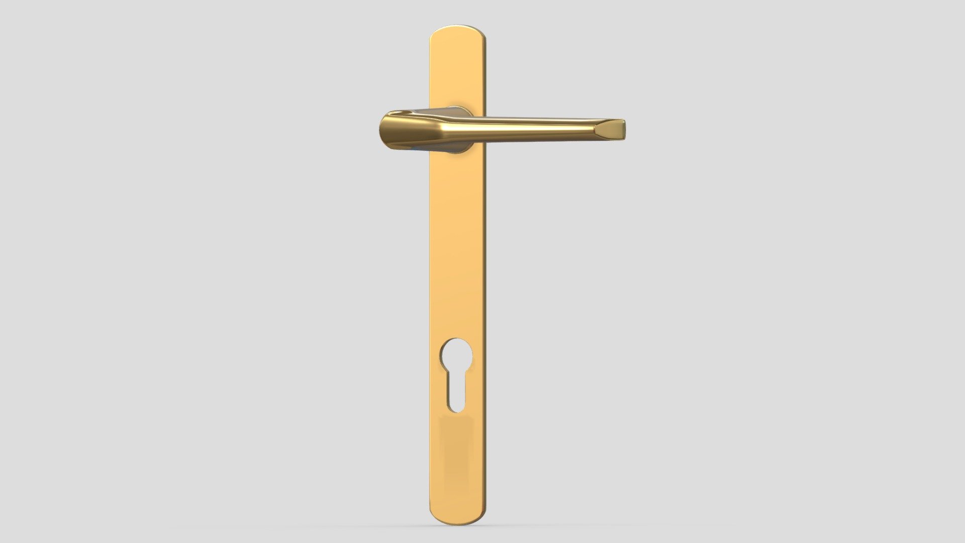 Straight Narrow Door Handle Brass 3d model