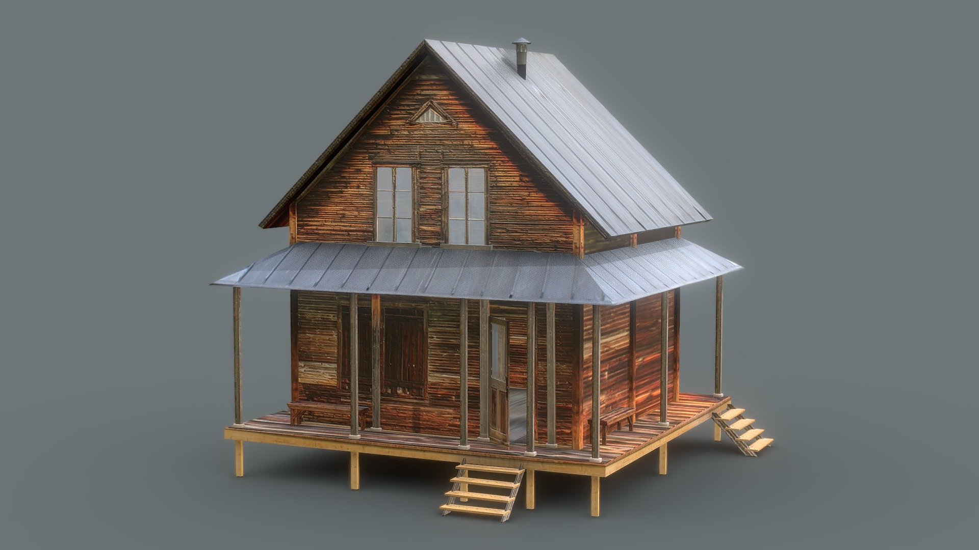 Tiny Wooden House or Hut 3d model