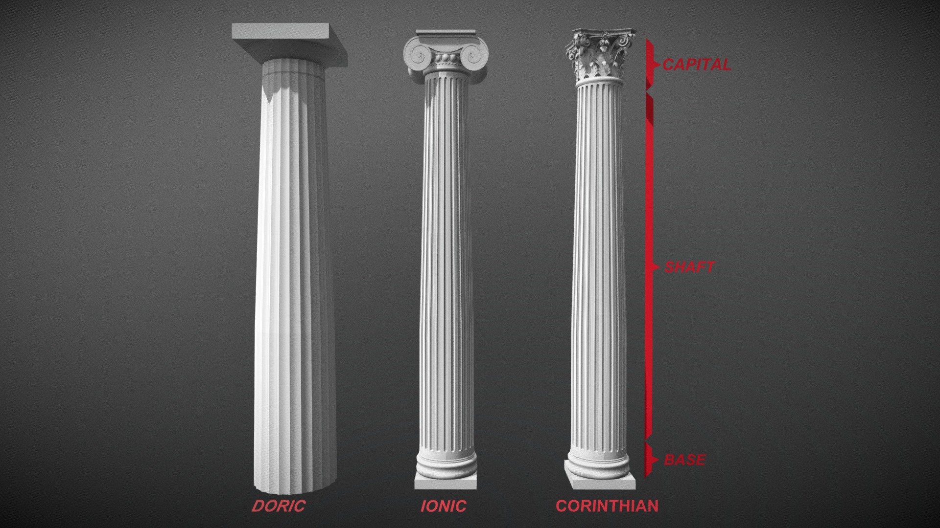 The Three Orders of Greek Architecture 3d model