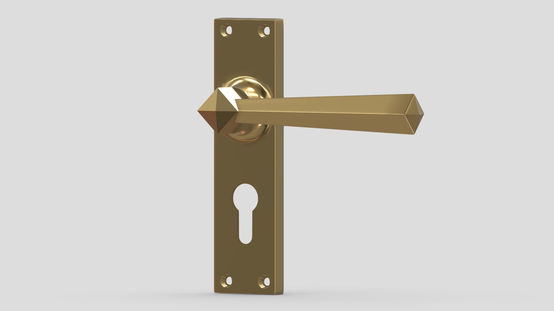 Sprung Door Handle Brass 3d model