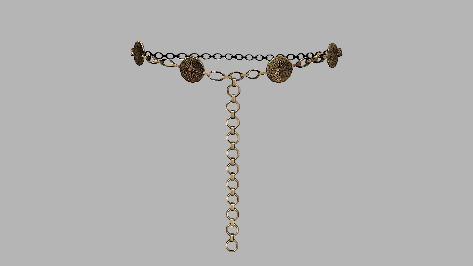 Gold Chains Medieval Belt 3d model