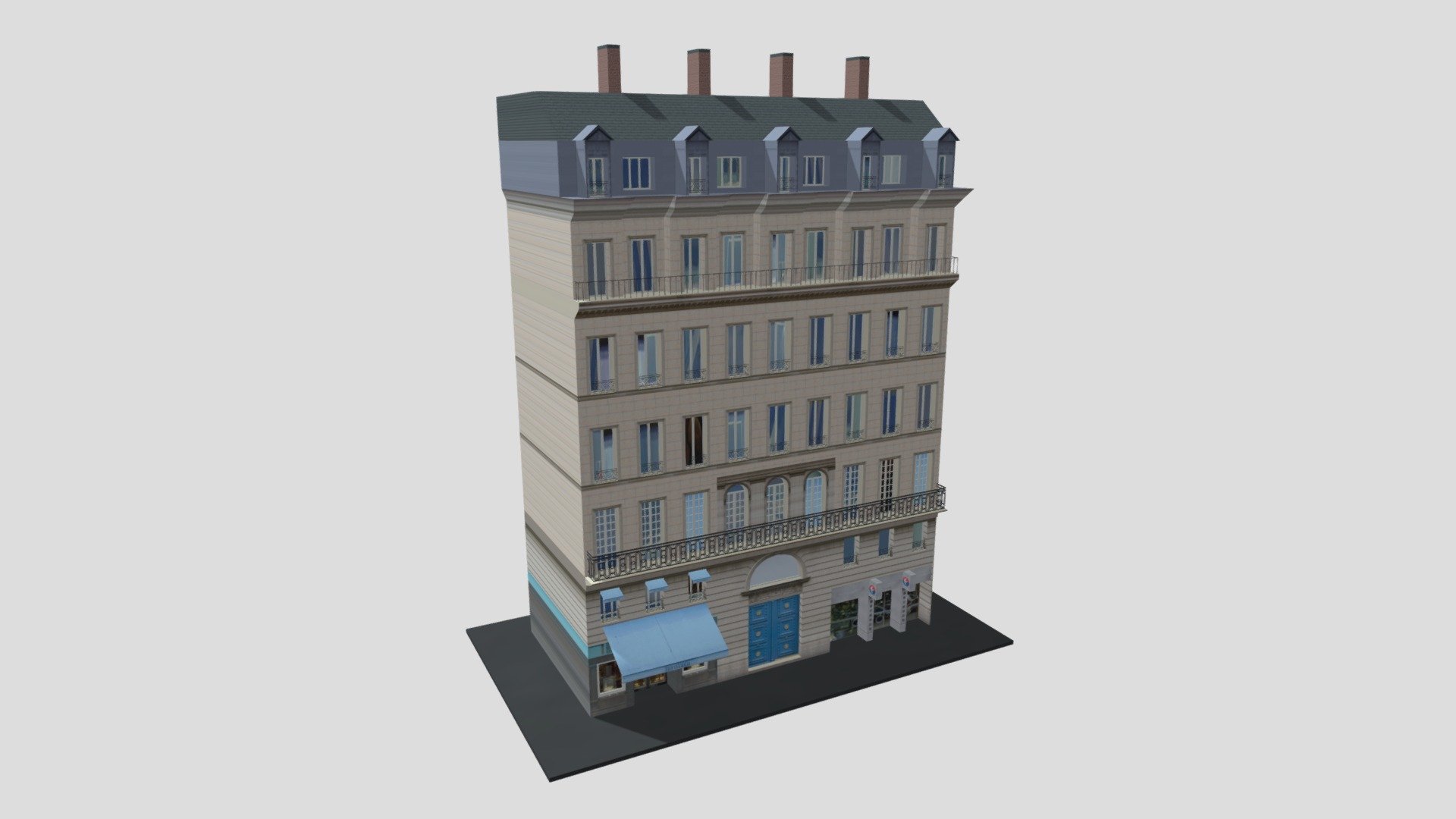 Typical  Paris Apartment Building 13 3d model