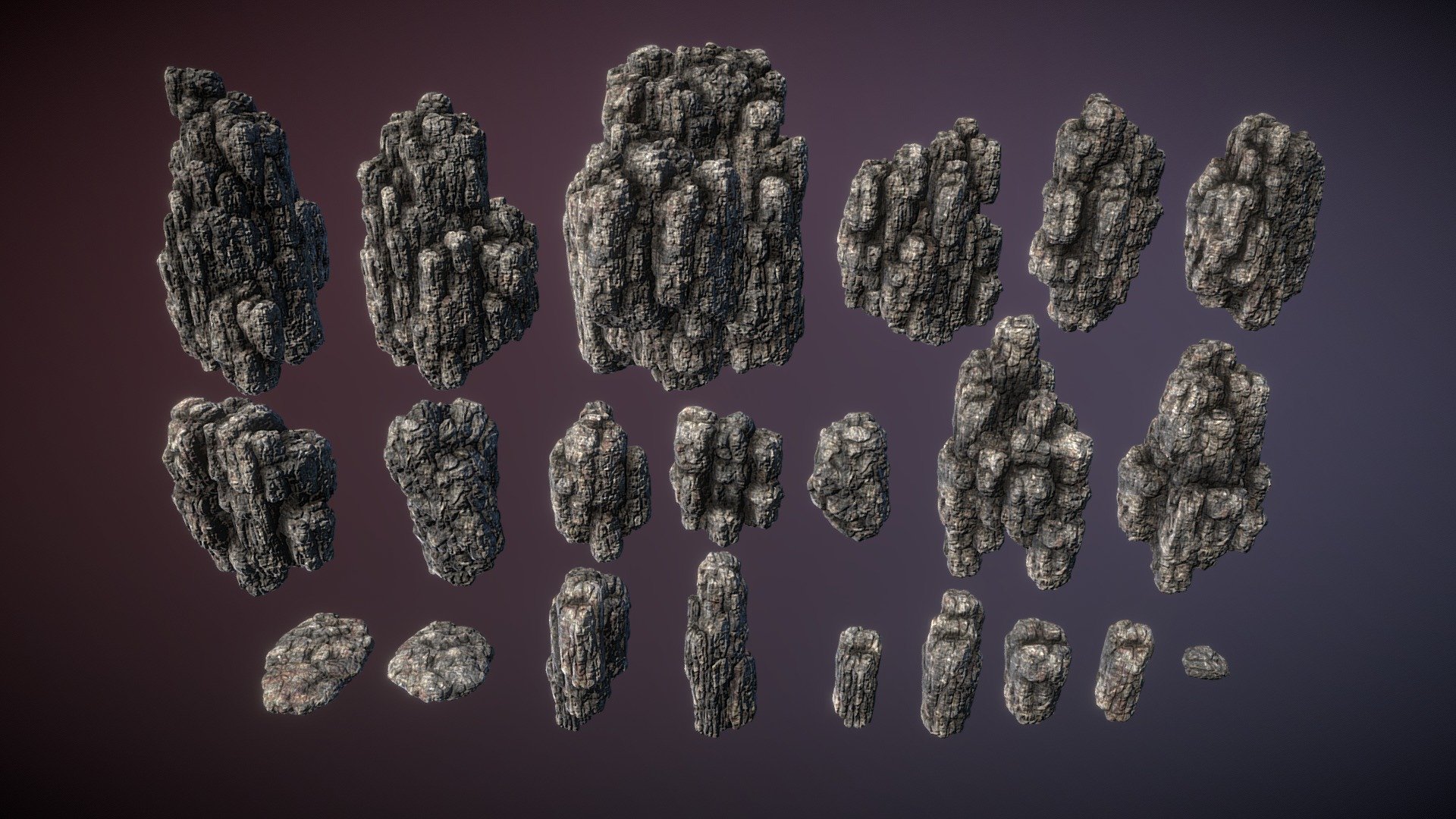 Cracked rocks 3d model