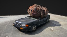 Car Wreck with Volcanic Stone 3D Model