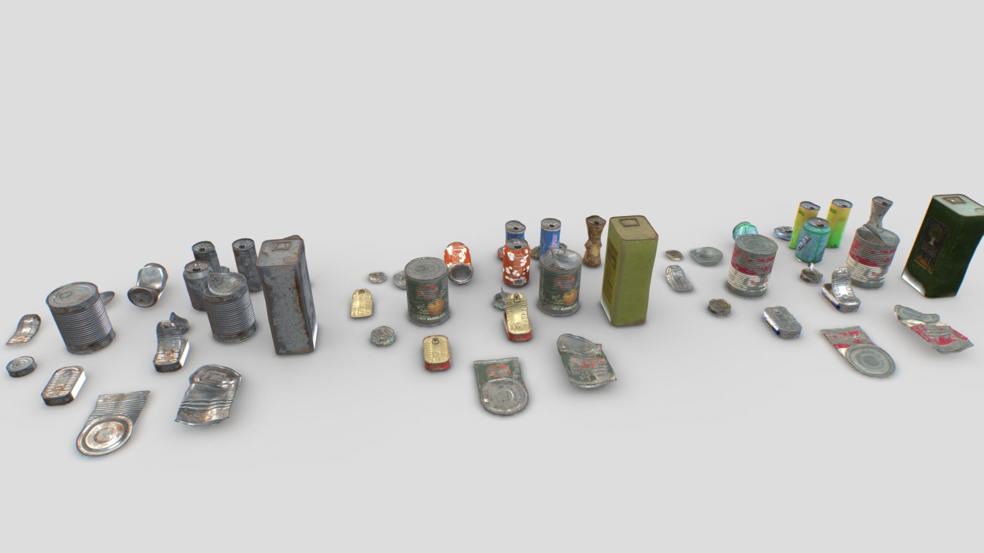 Cans junk props 3d model