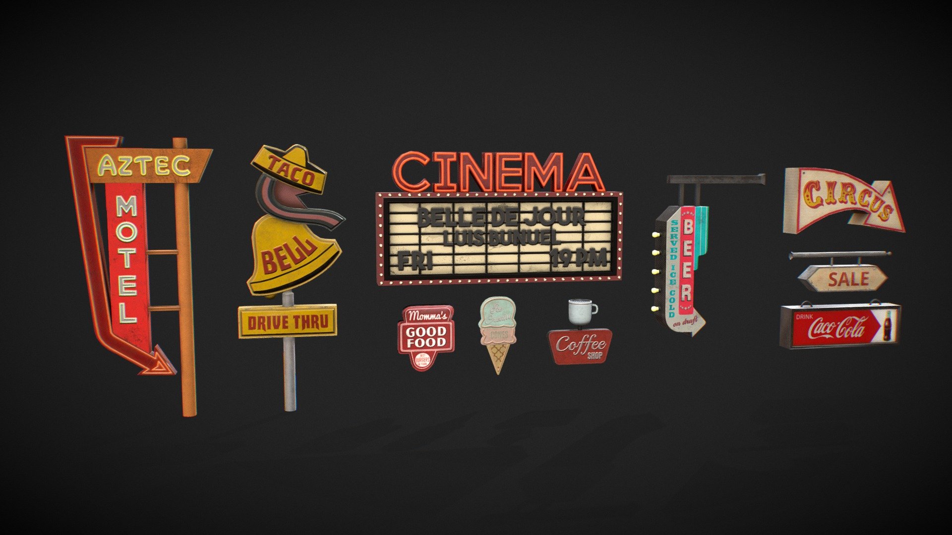 Retro Signs 3d model