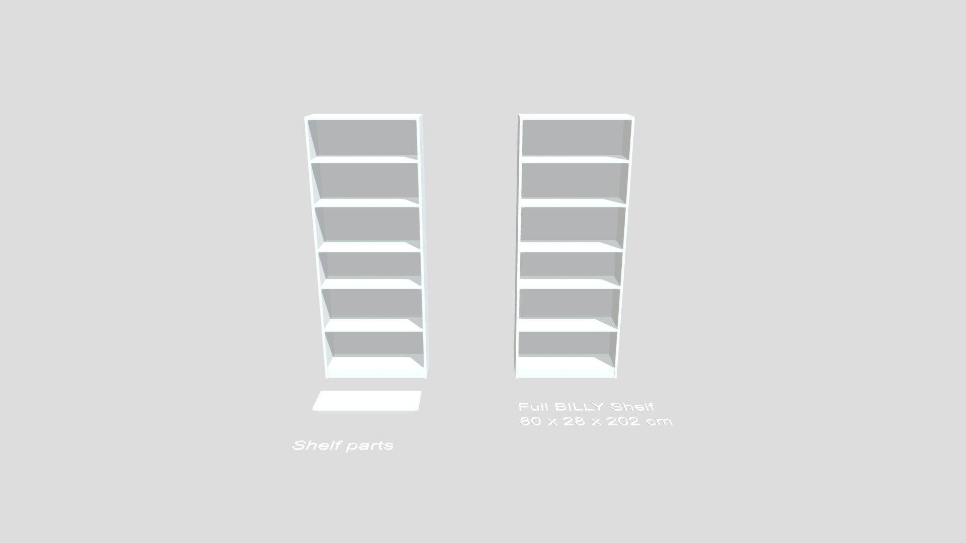 IKEA BILLY Bookshelf, white, 80x28x202 cm 3d model