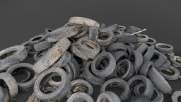 Pile of tyres in mud