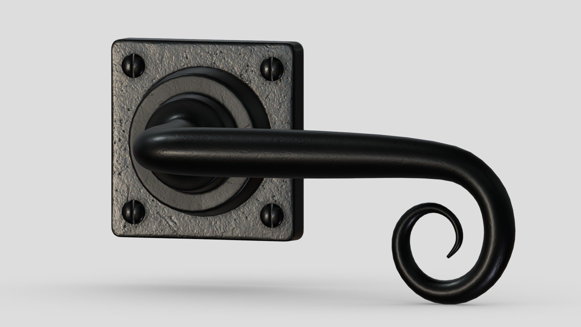 Square Stonebridge Curl Door Handle 3d model