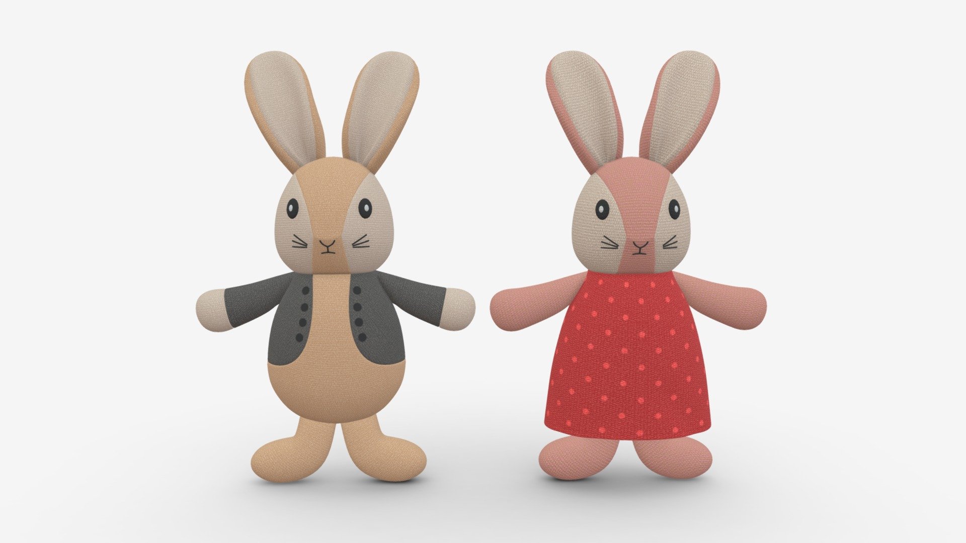 Bunny toy girl and boy 3d model