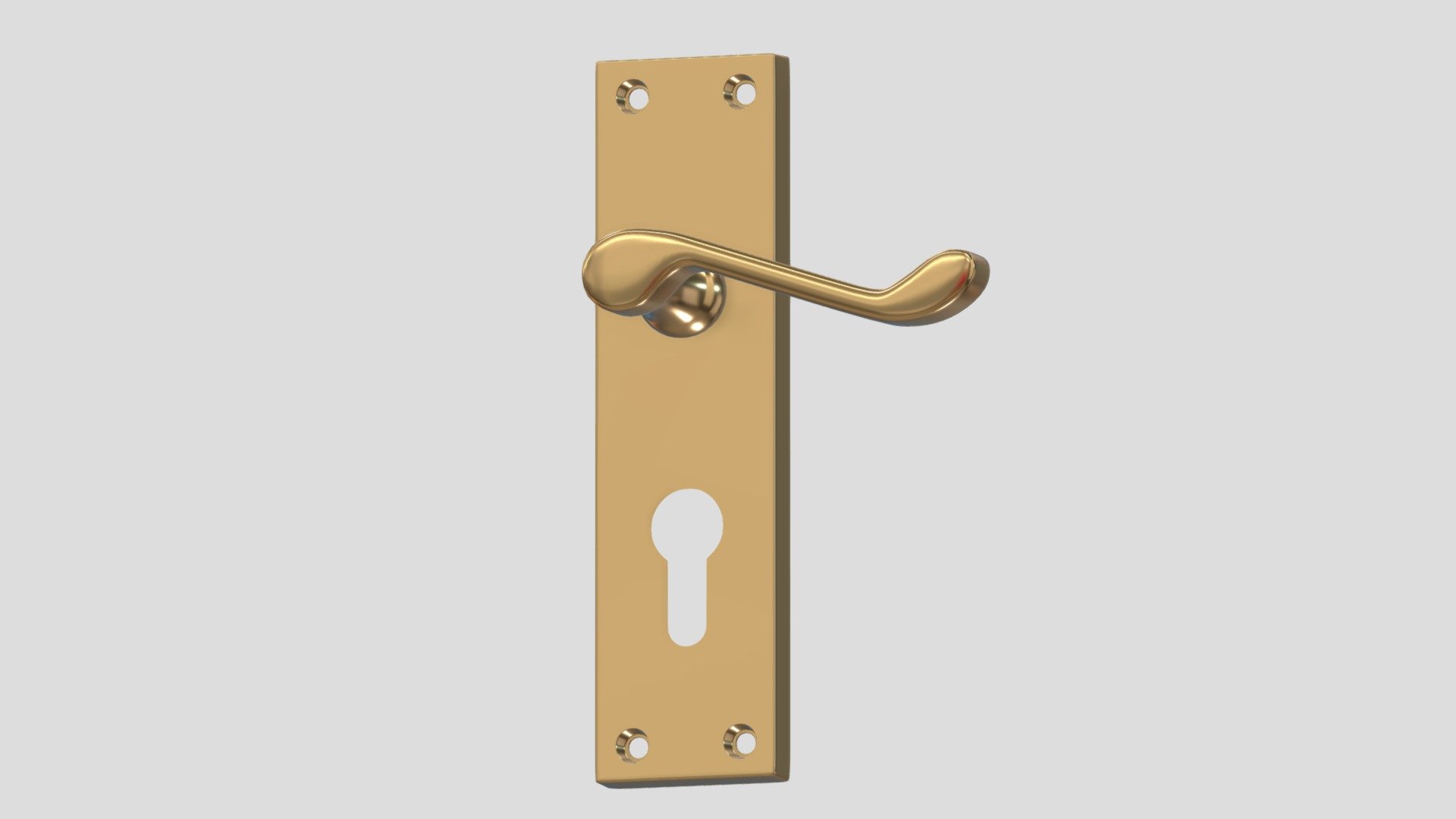 Victorian Scroll Door Handle Brass 3d model