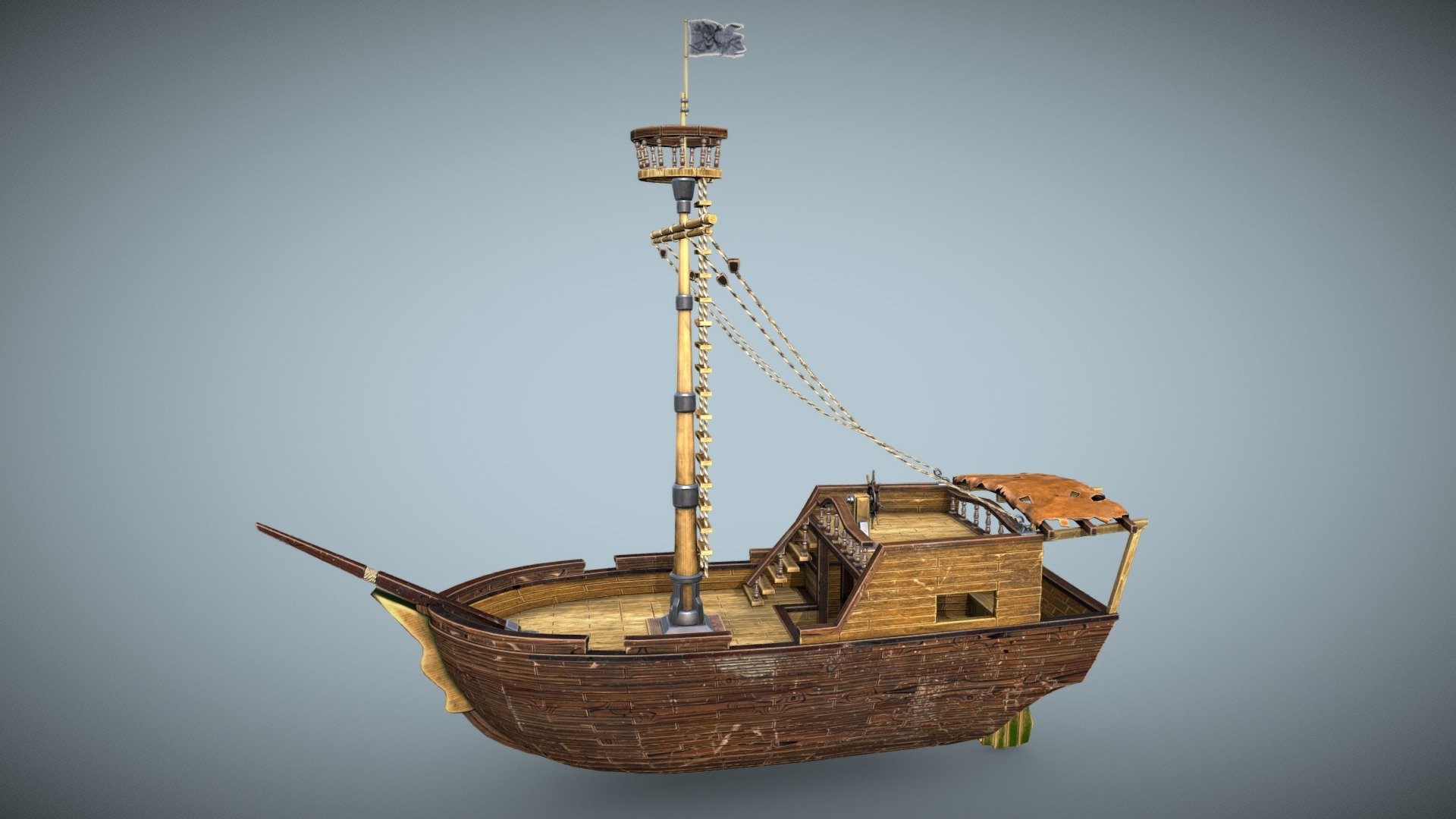 Pirate ship PBR low-poly 3D model 3d model