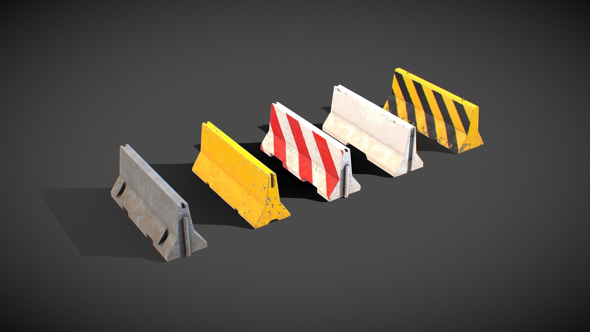 Concrete Barrier Pack 3d model