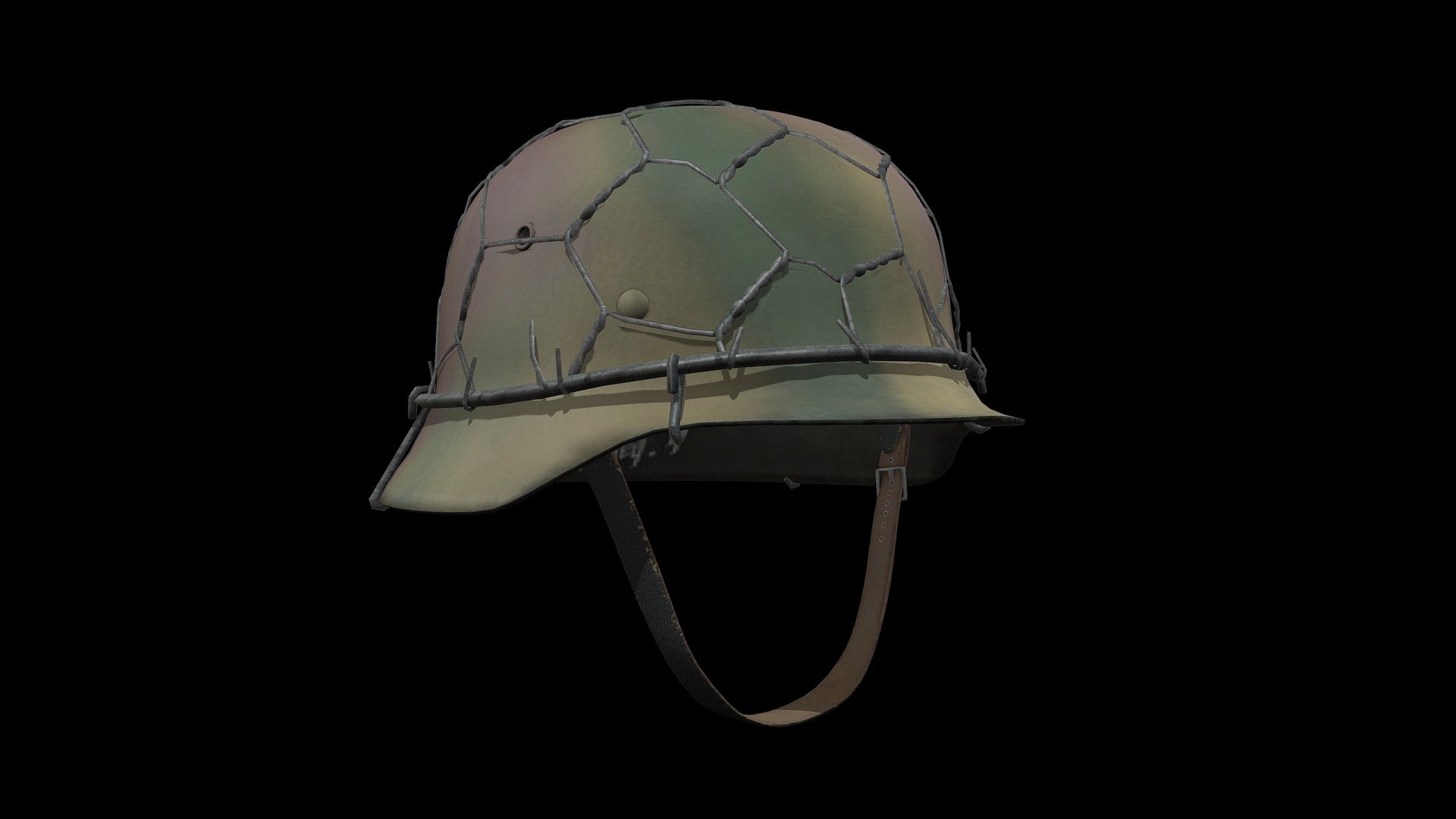 German Stahlhelm Wire, Normandy Camo Paint 3d model