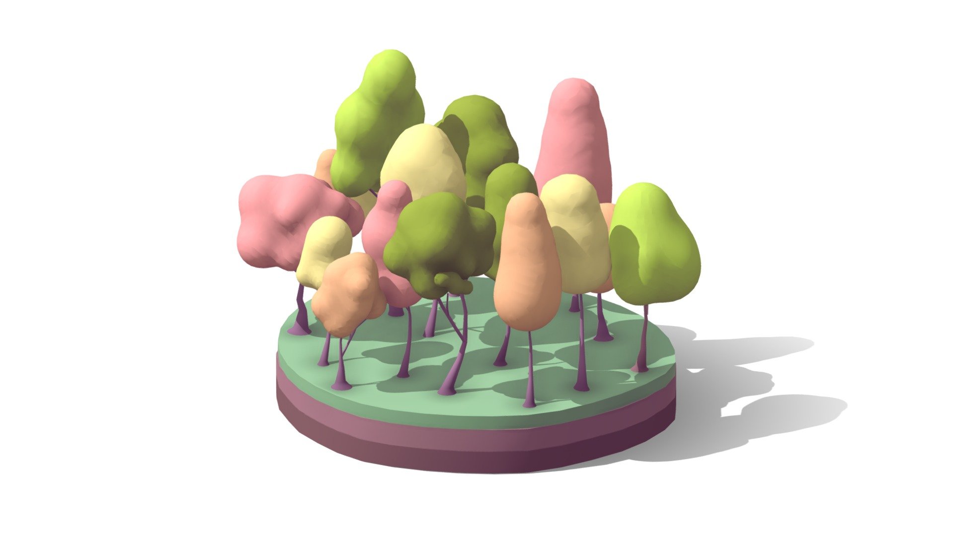 Cartoon Low Poly Bubble Trees Pack 3d model