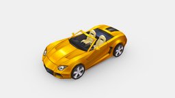 Cartoon golden sports car