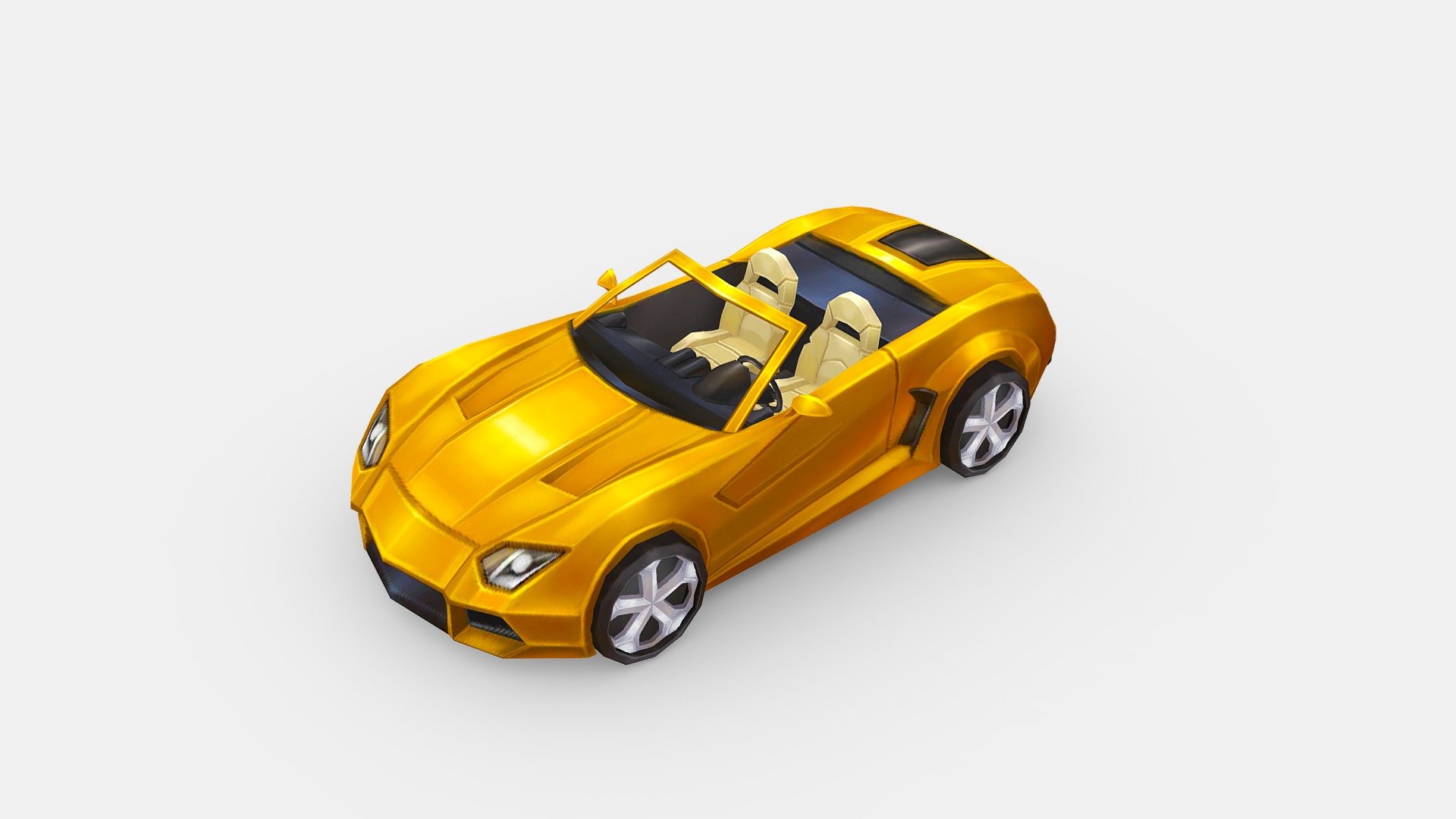 Cartoon golden sports car 3d model