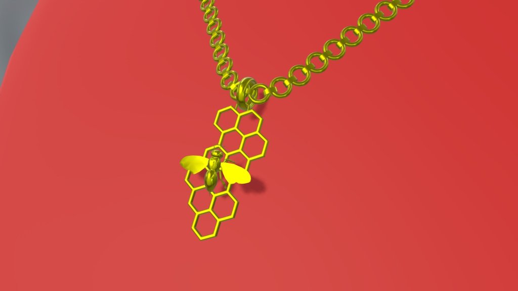 Golden Bee Necklace 3d model