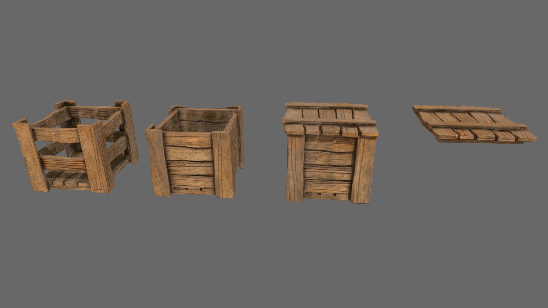 crate asset pack 3d model