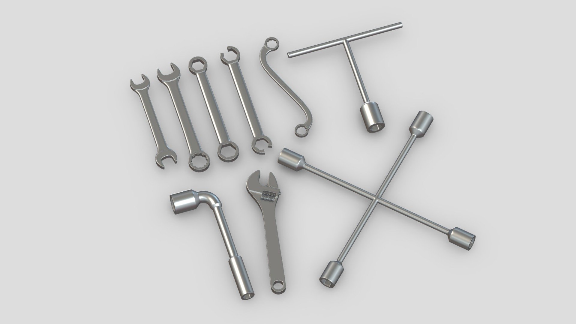 9 Wrenches Set 3d model