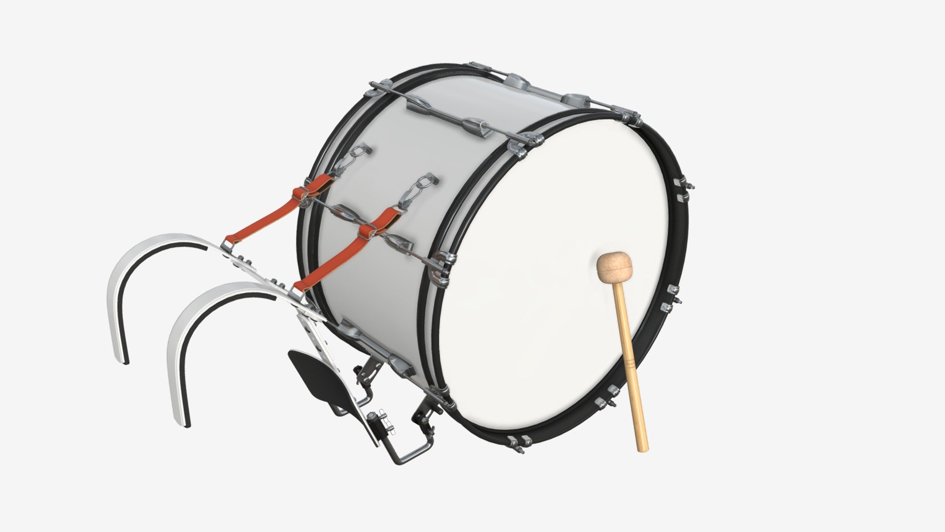 Marching Bass Drum with Carrier 24x12 3d model