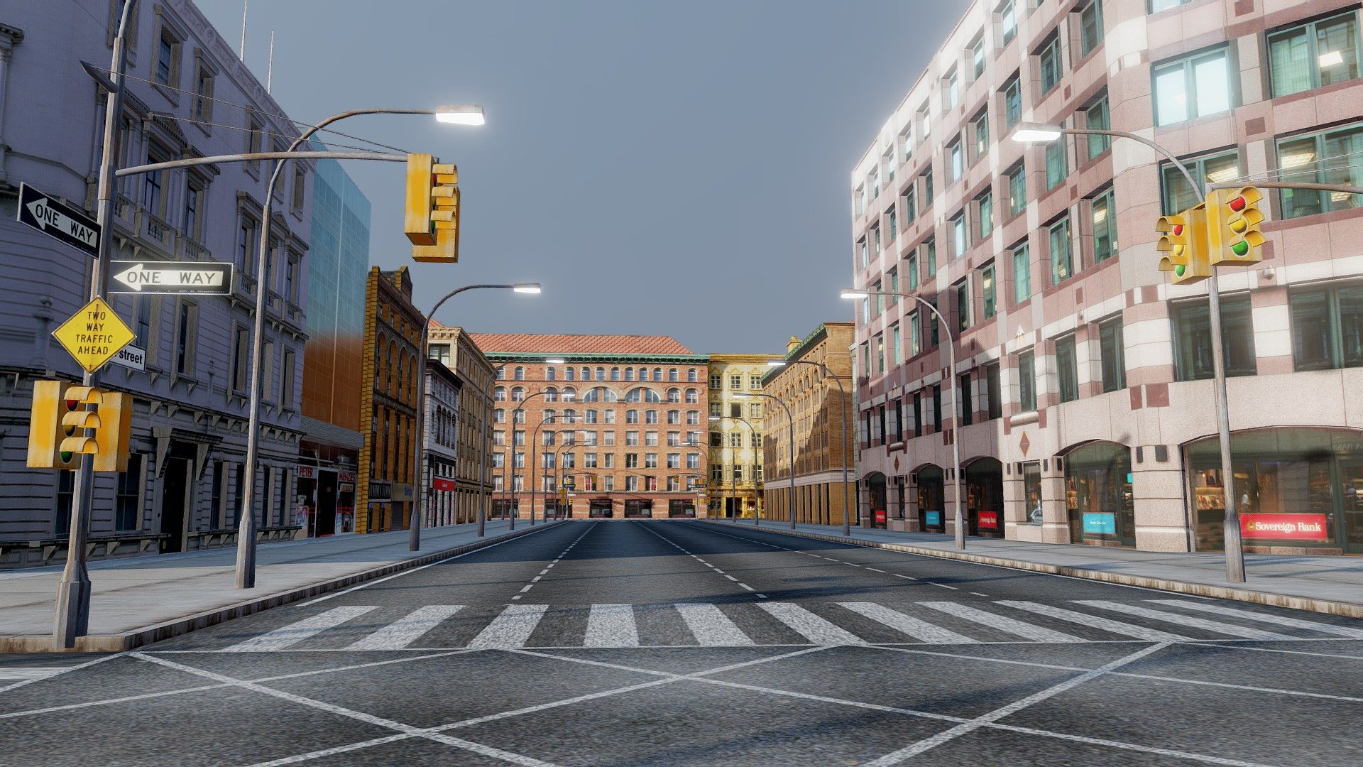 Low Poly Street Scene 3d model