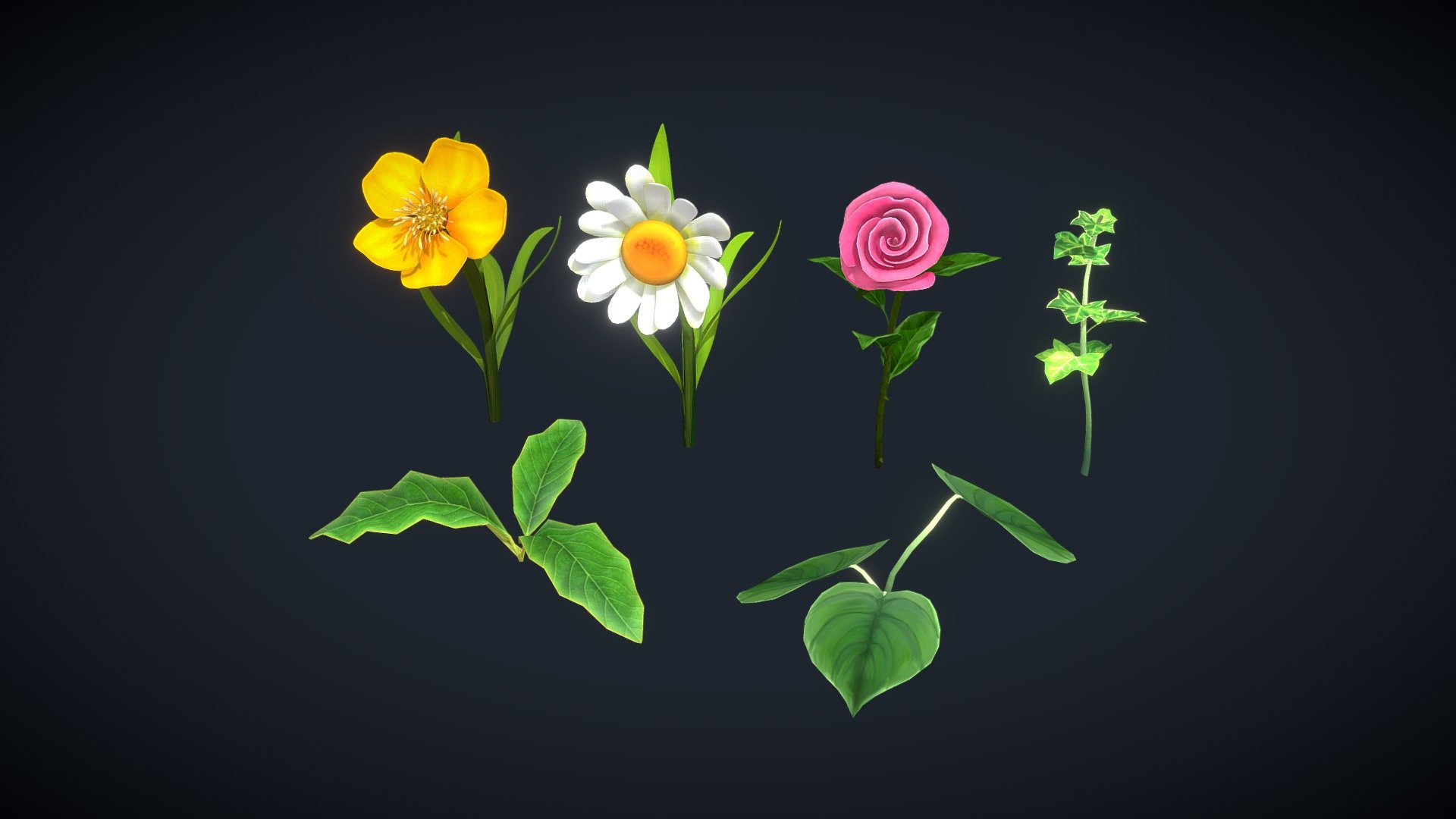 Stylized Plant Pack 3d model