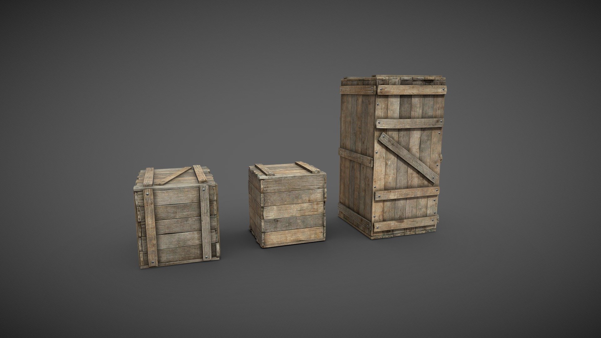 Wooden Boxes 3d model