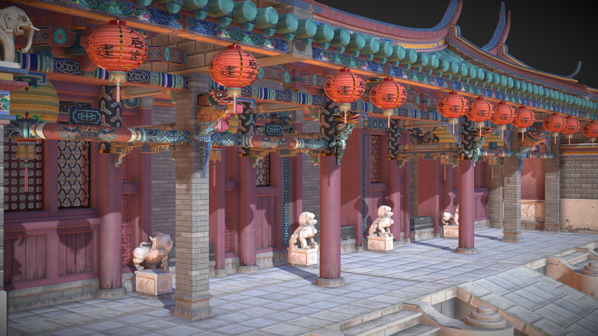 Chinese Temple Shrine 3d model