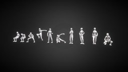 various low poly character poses