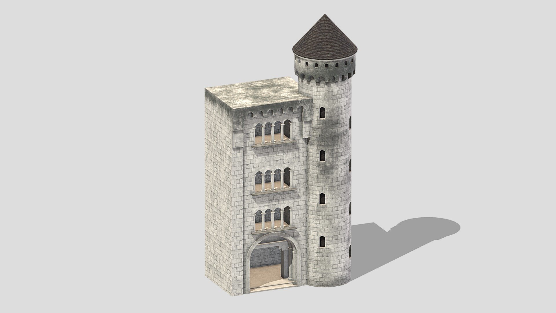 Castle Medieval Middle Ages 02 Low Poly PBR 3d model