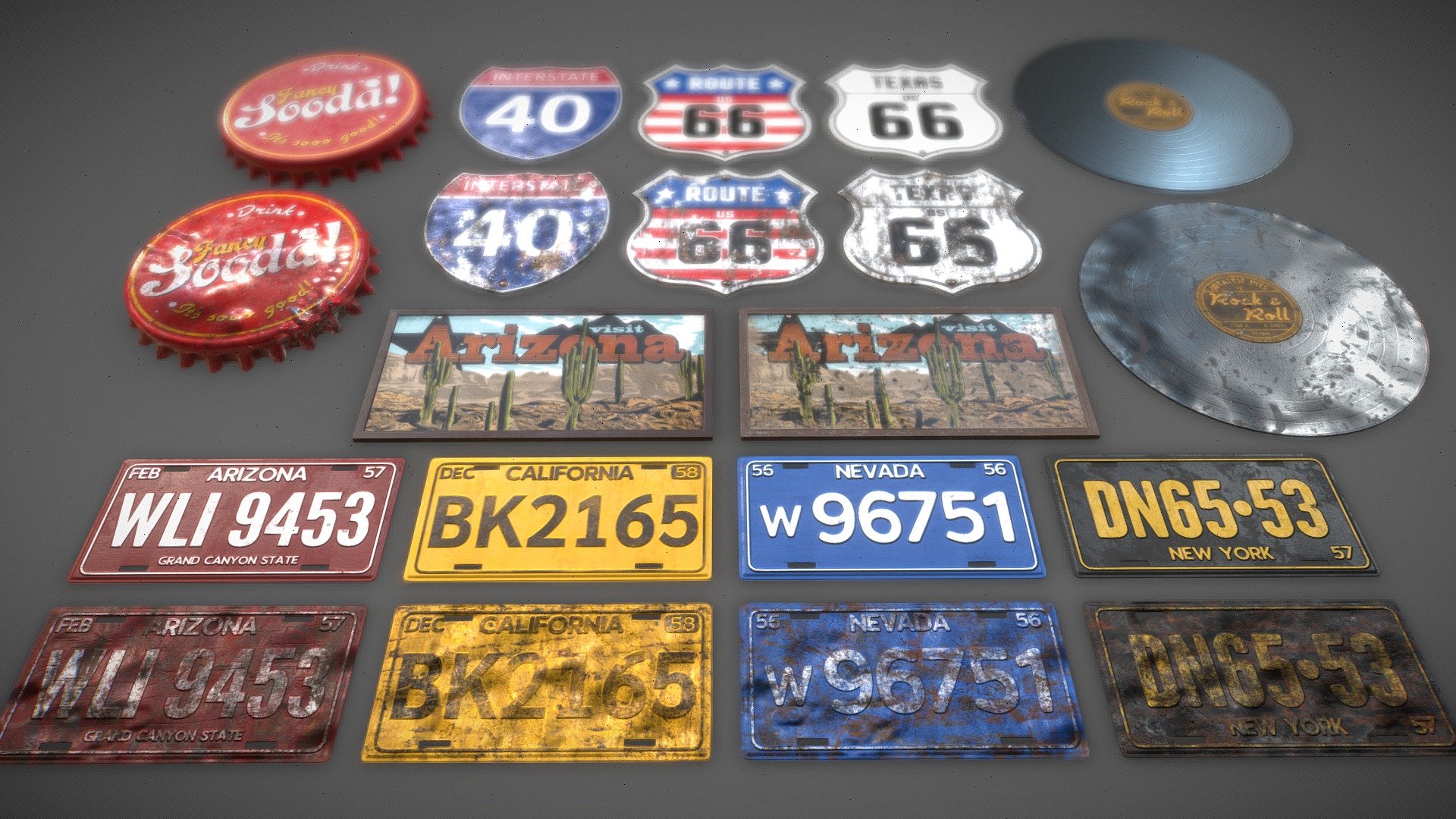 AssetPack: Retro Diner Wall Decorations 3d model