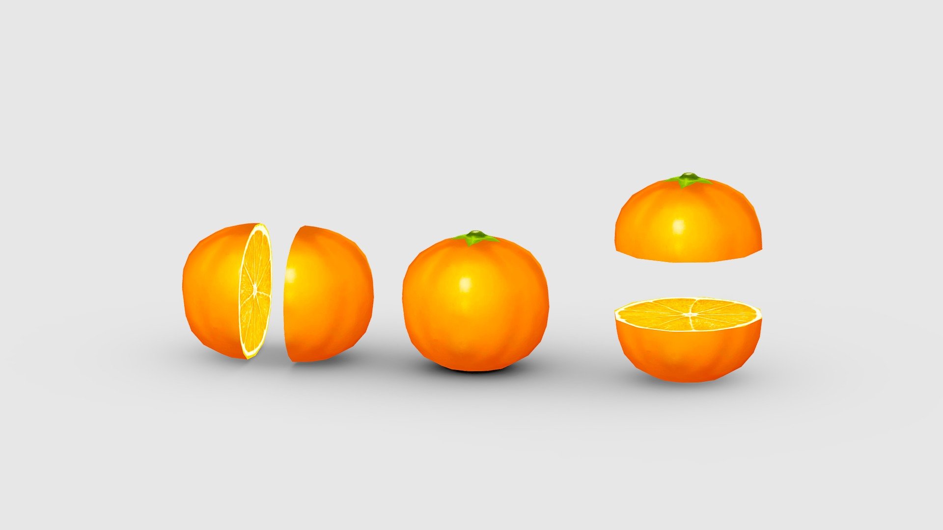 Cartoon orange and slice Low-poly 3D model 3d model