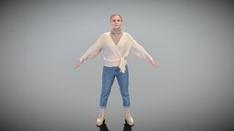 Woman in sweater and jeans in A-pose 386