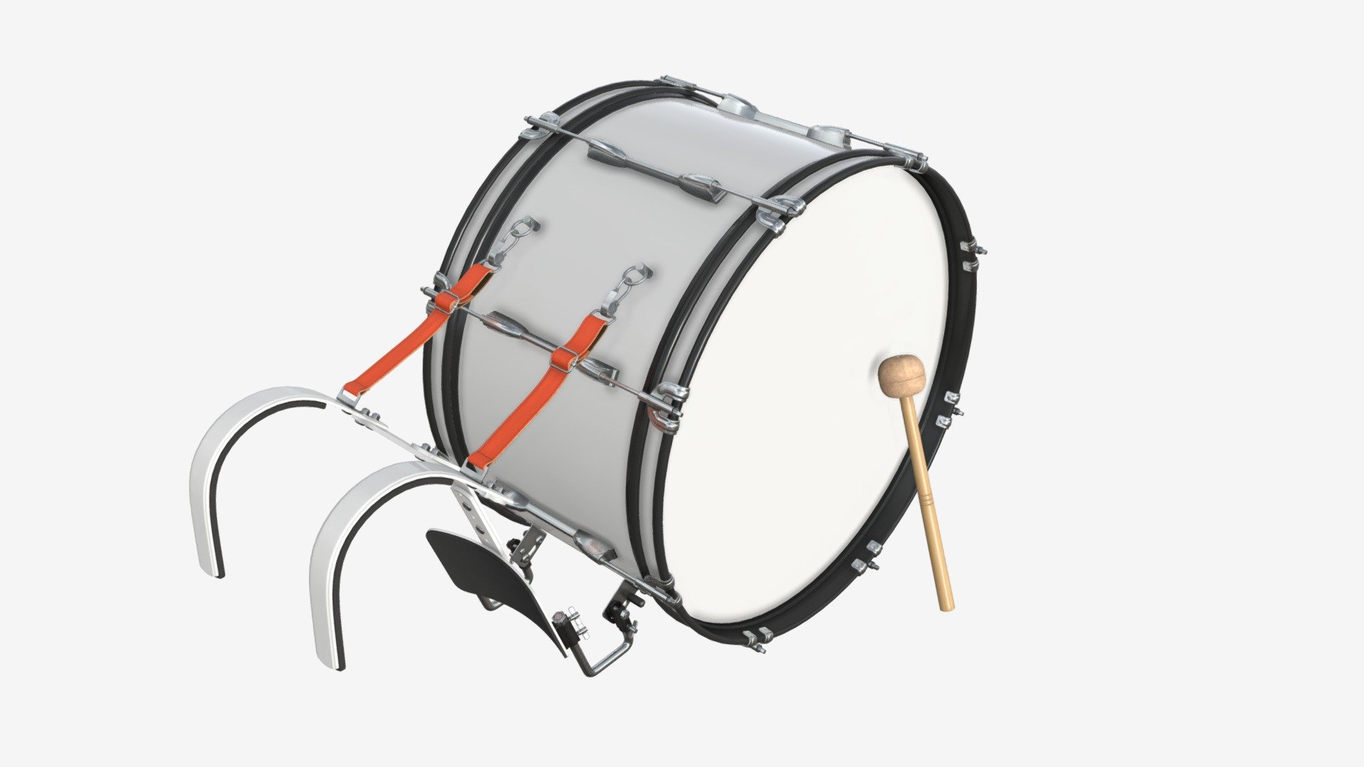 Marching Bass Drum with Carrier 26x12 3d model