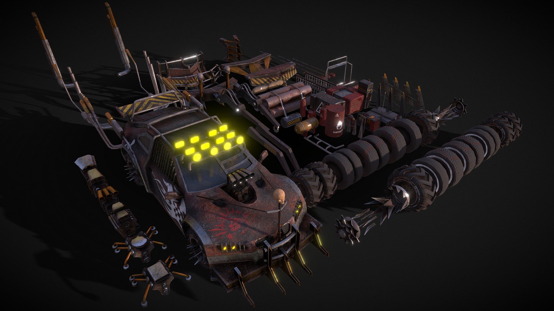 Apocalyptic Car 01 Modular Pack 3d model