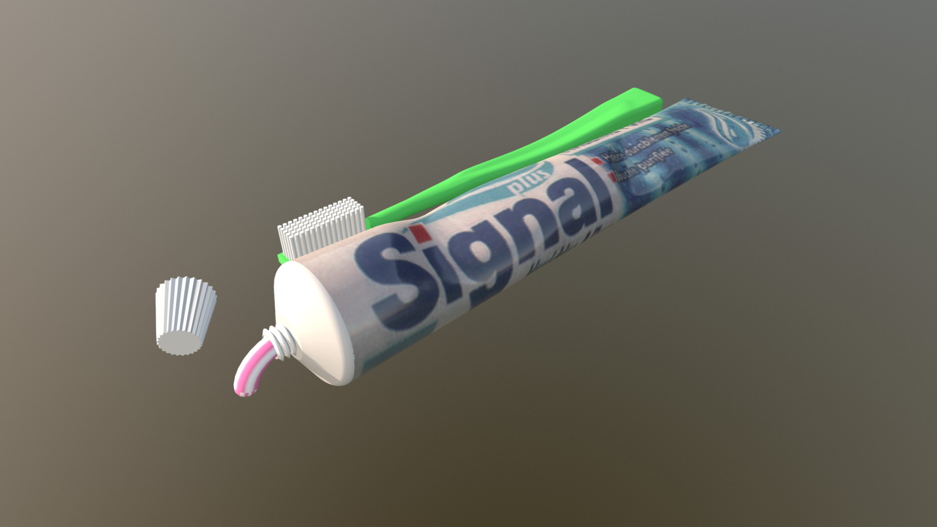 Tooth brush and toothpaste 3d model