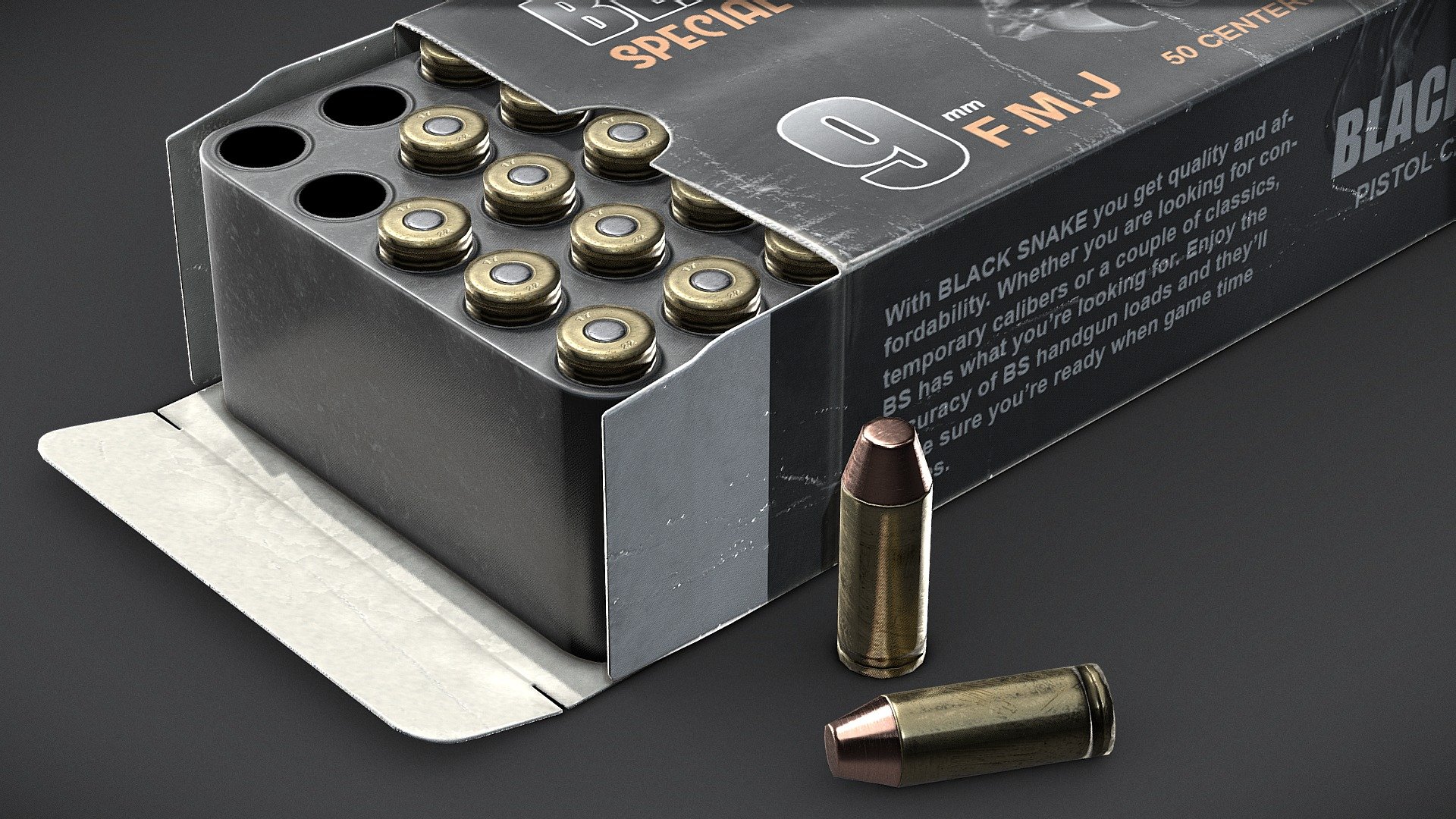 Pistol cartridges (ammunition) 3d model